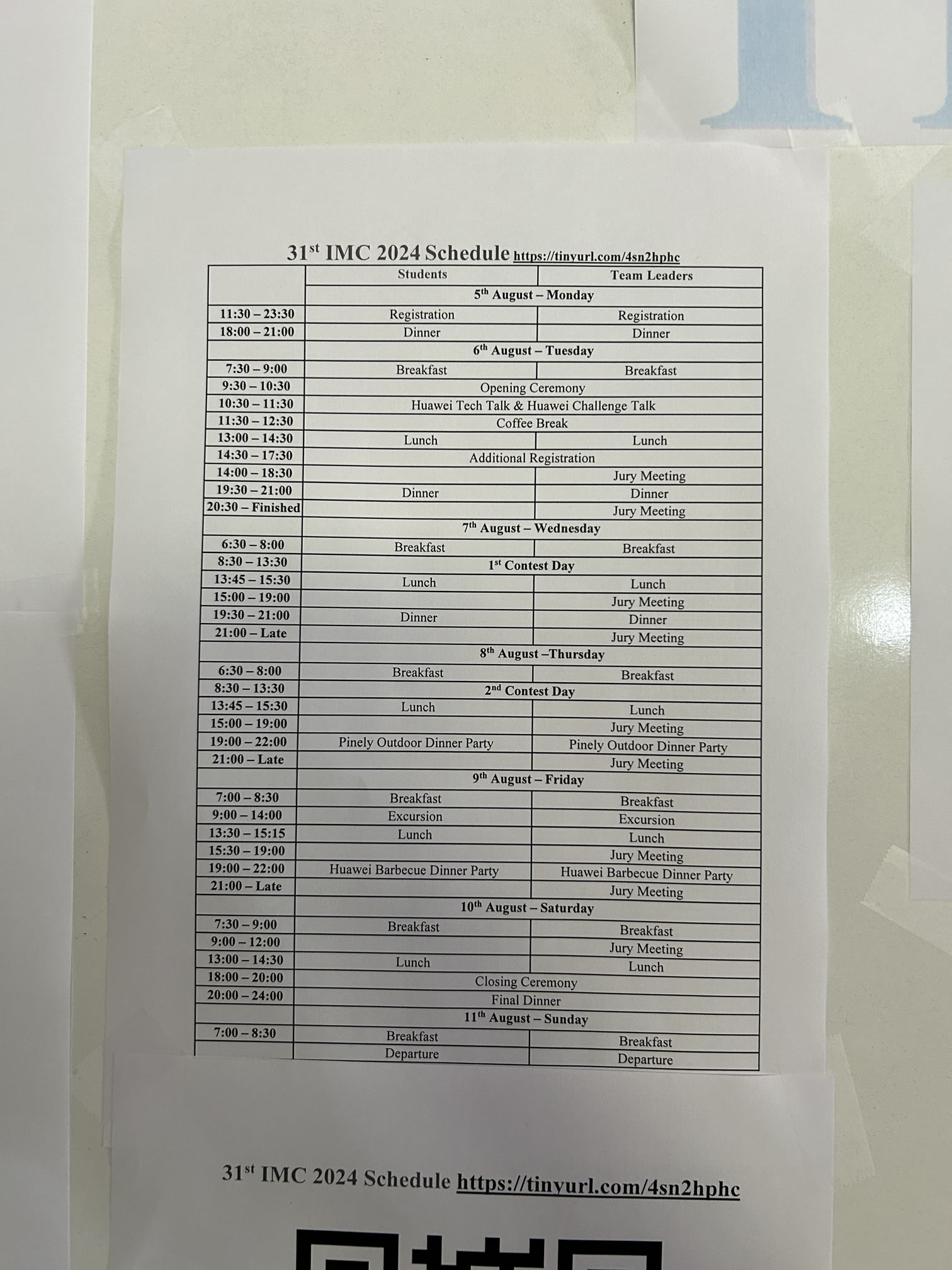 Schedule